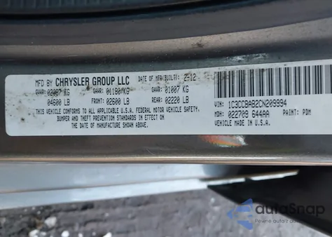 2012 Chrysler 200 Lx from USA, damaged, VIN 1C3CCBAB2CN209994